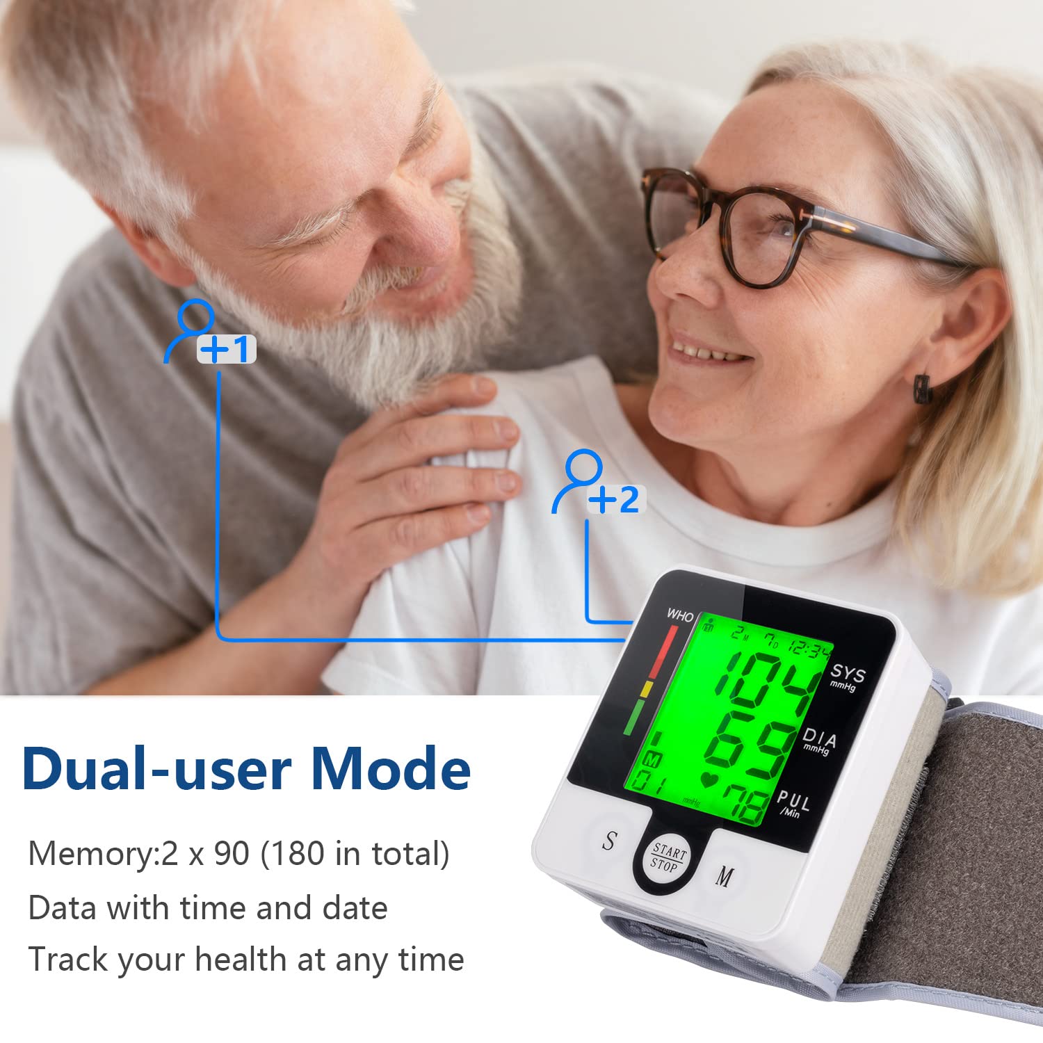Compact portable blood pressure monitor in carrying case