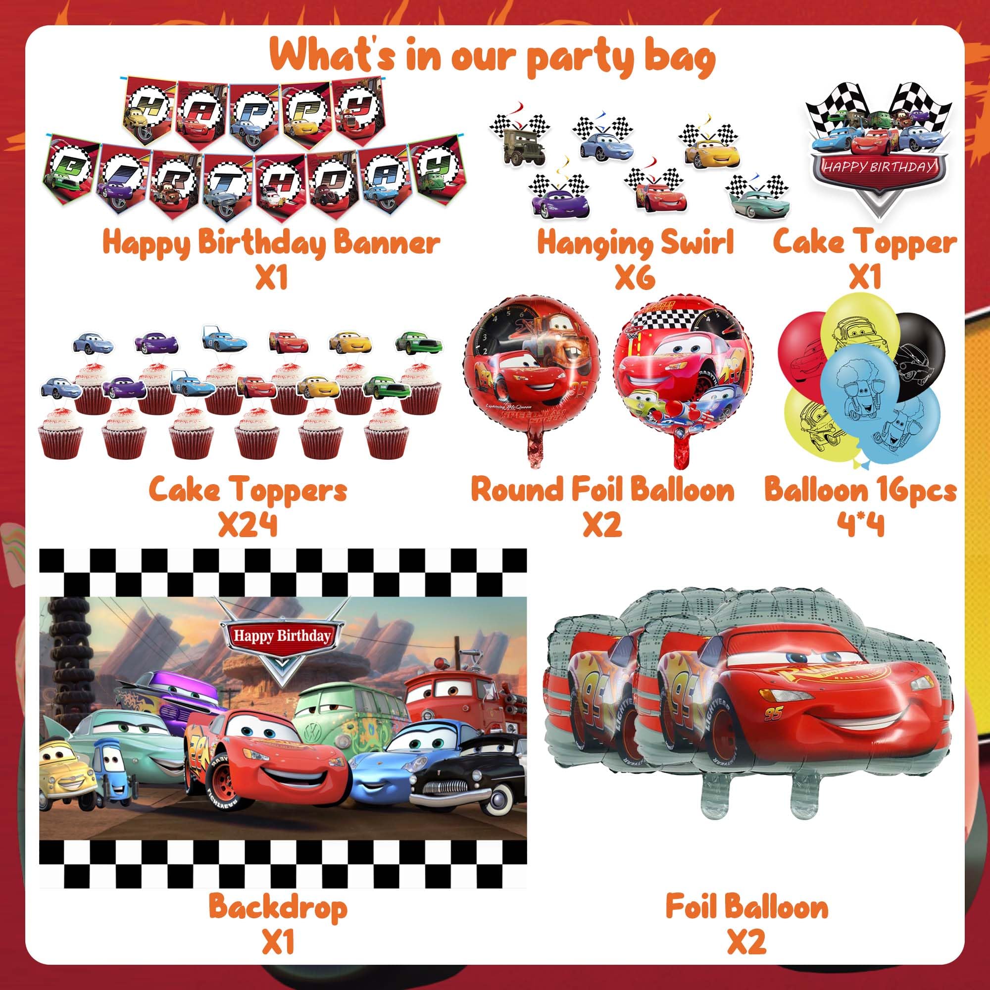 Cartoon Birthday Decorations backdrop and happy birthday banner for party styling