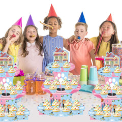 Top tier 7 inch plate with Blue Dog Birthday Cupcake Stand for icing