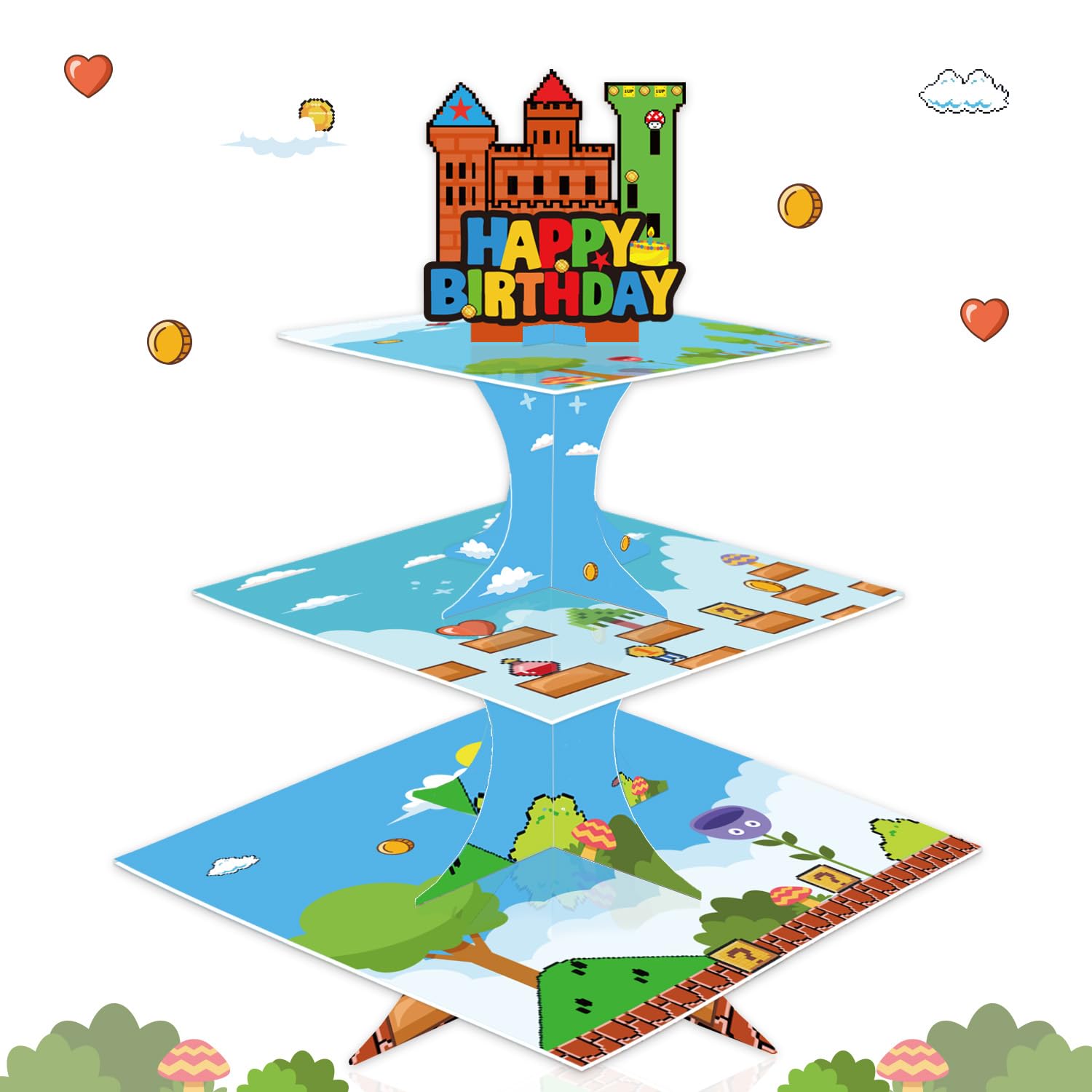 Cartoon Bro Cupcake Stand three tier cardboard display