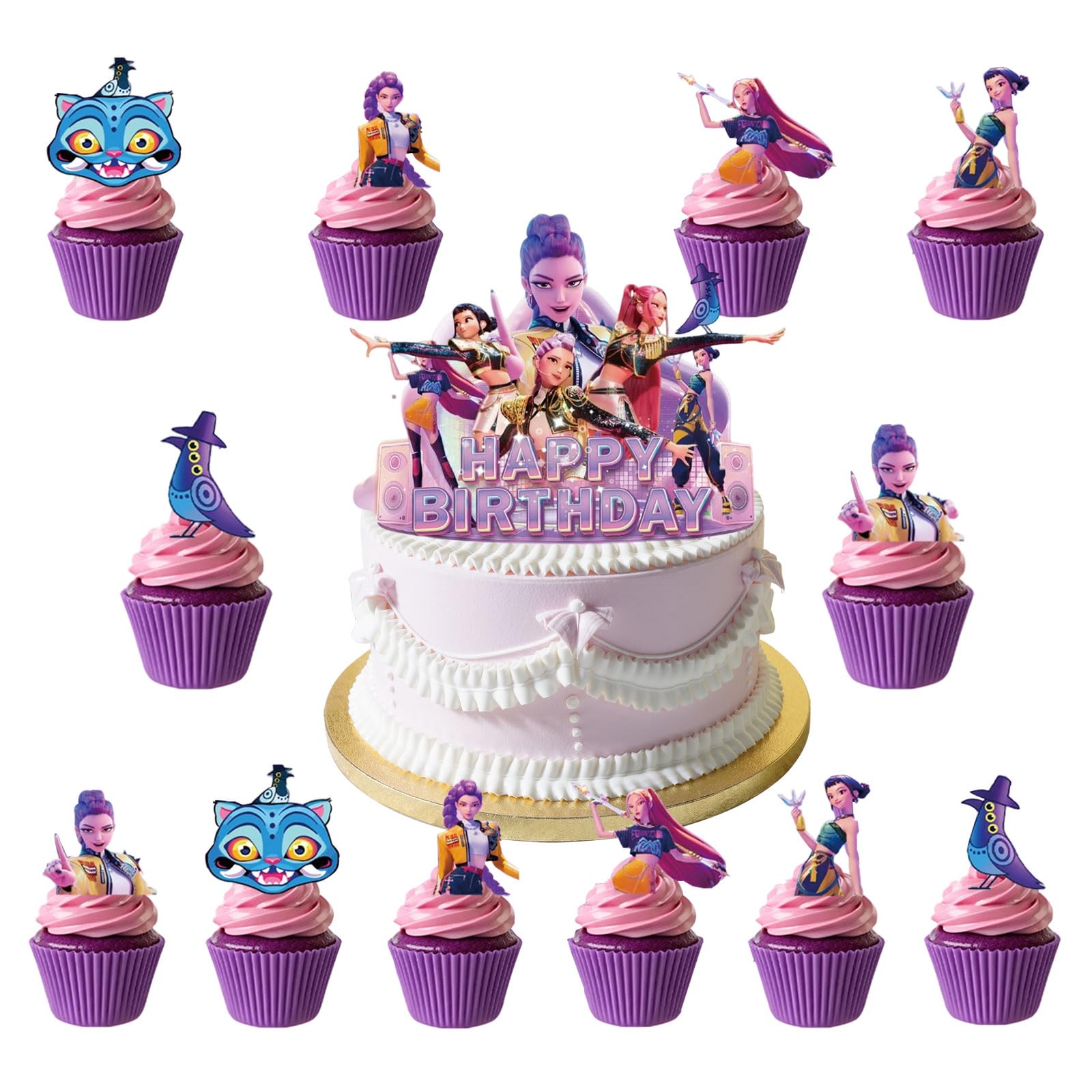 Cartoon cake decorations 25 piece set large Happy Birthday topper