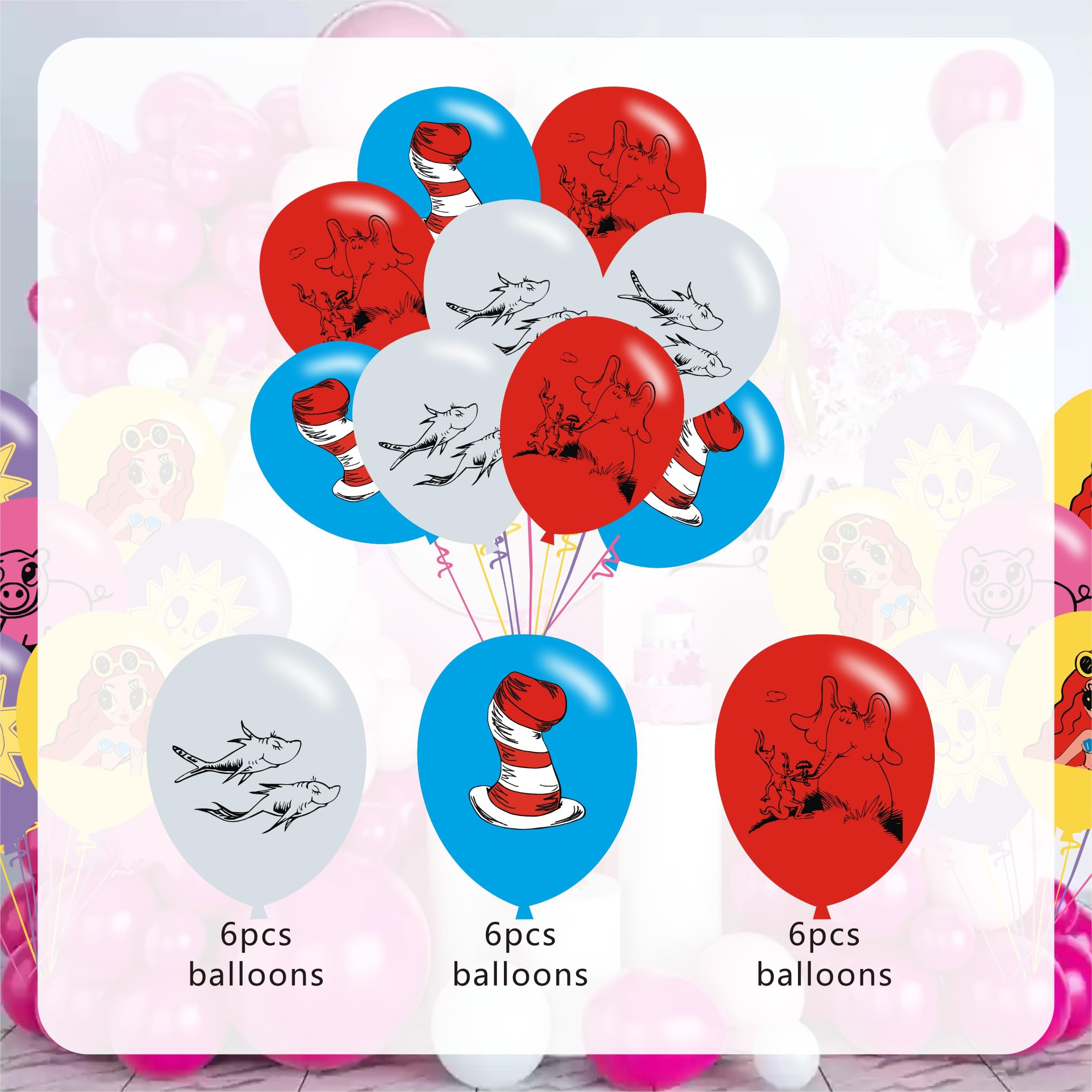 Cake toppers and cupcake toppers set from Cartoon For Dr. Seuss Party Supplies