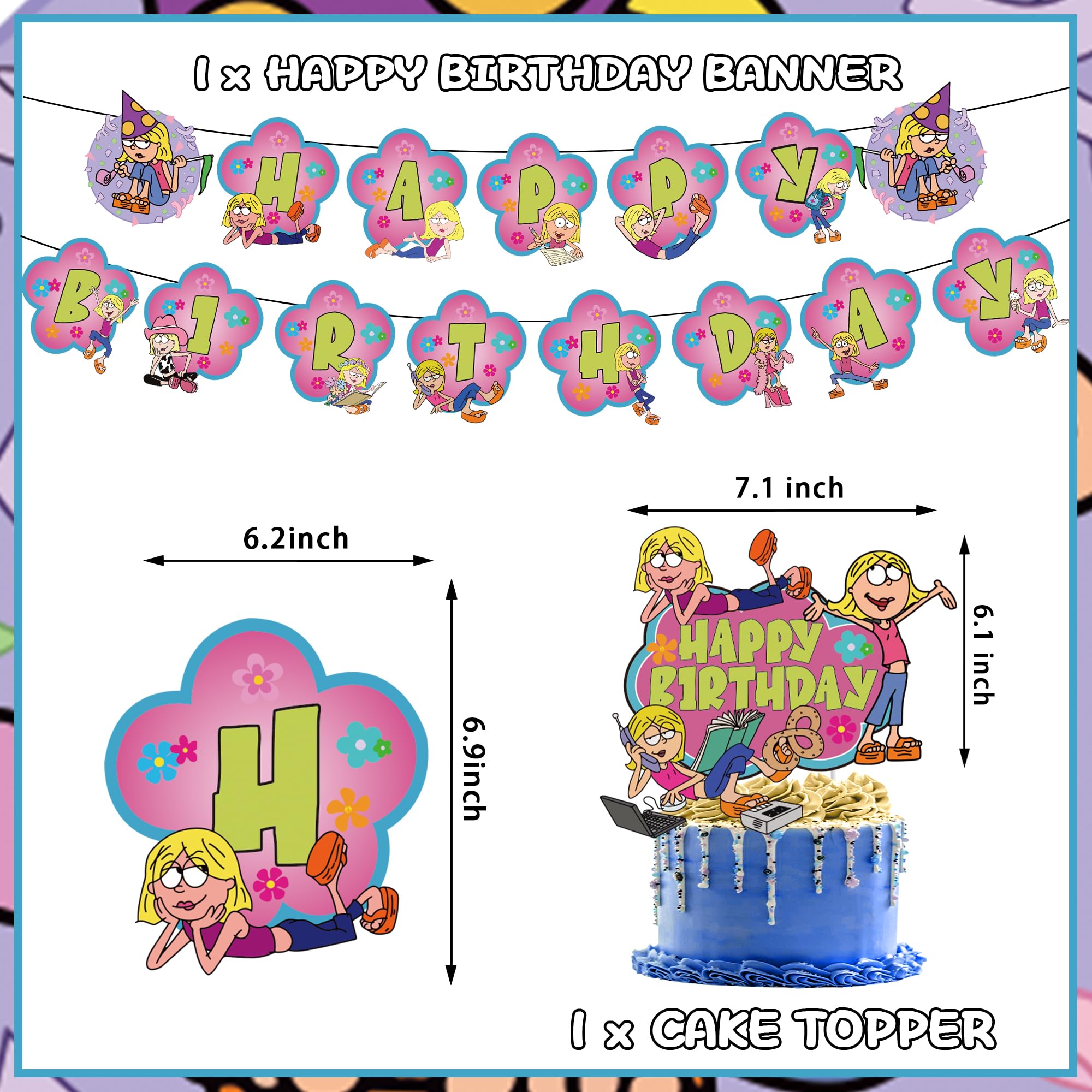 Cartoon Lizzie birthday decoration cake topper
