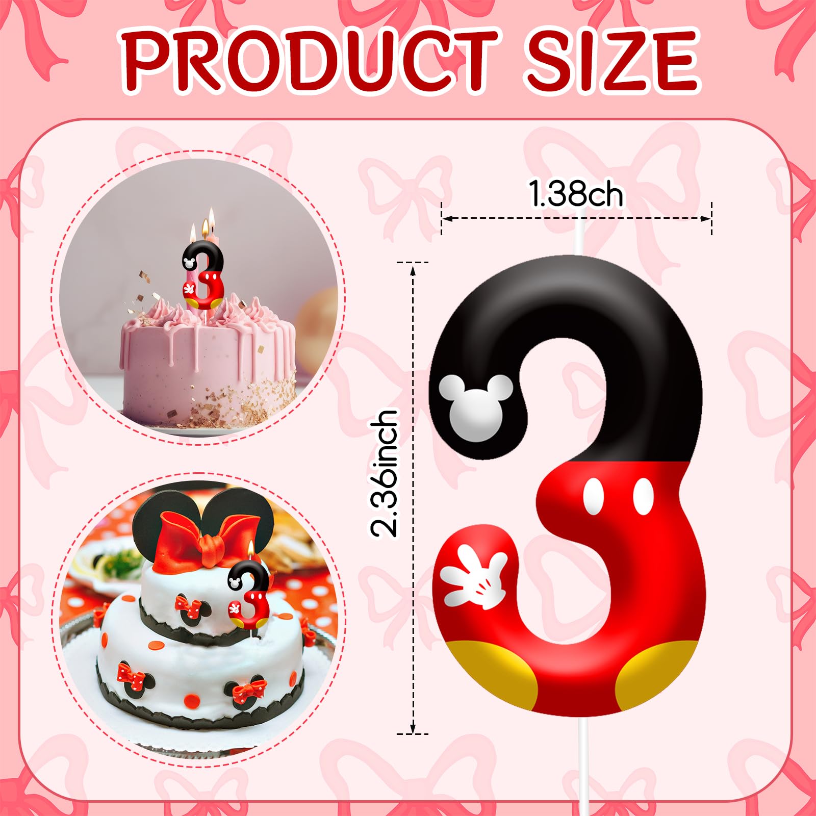 Candle size approximately 2.36 x 1.38 inches for various cakes