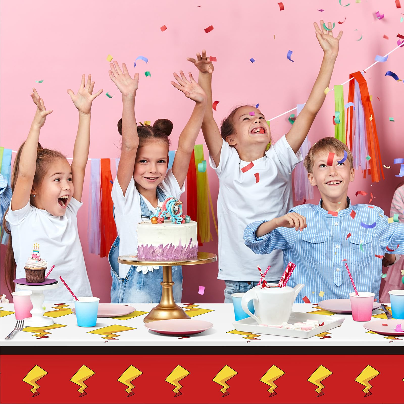 Cartoon themed party tablecloth for events