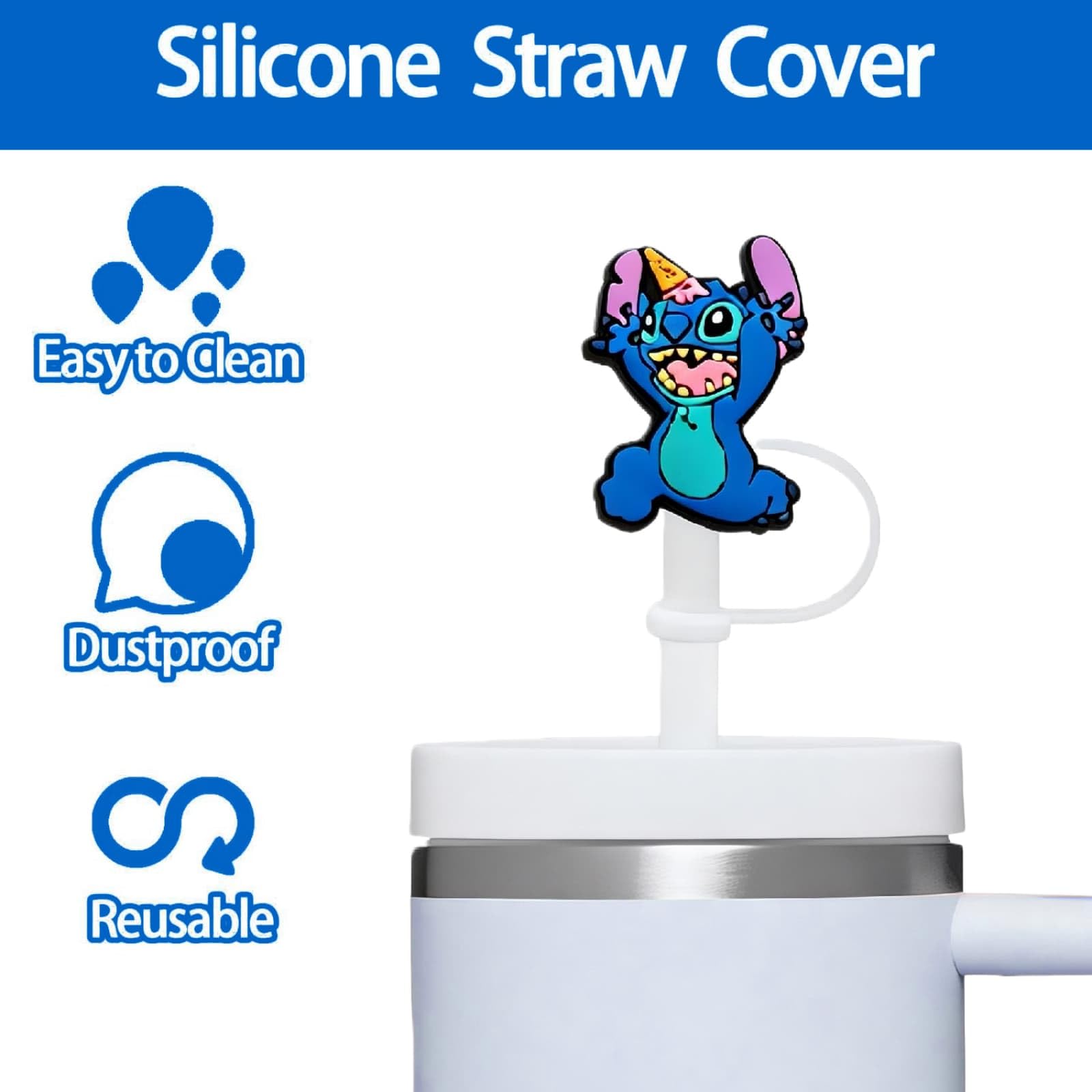 Dust proof reusable straw caps made of PVC