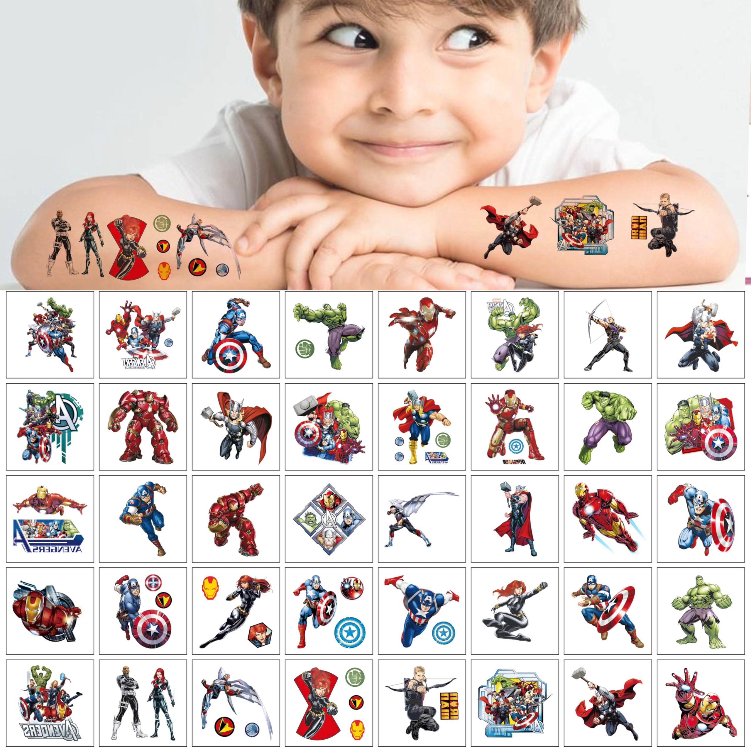 Eco-friendly non-toxic Avengers tattoos waterproof and skin safe