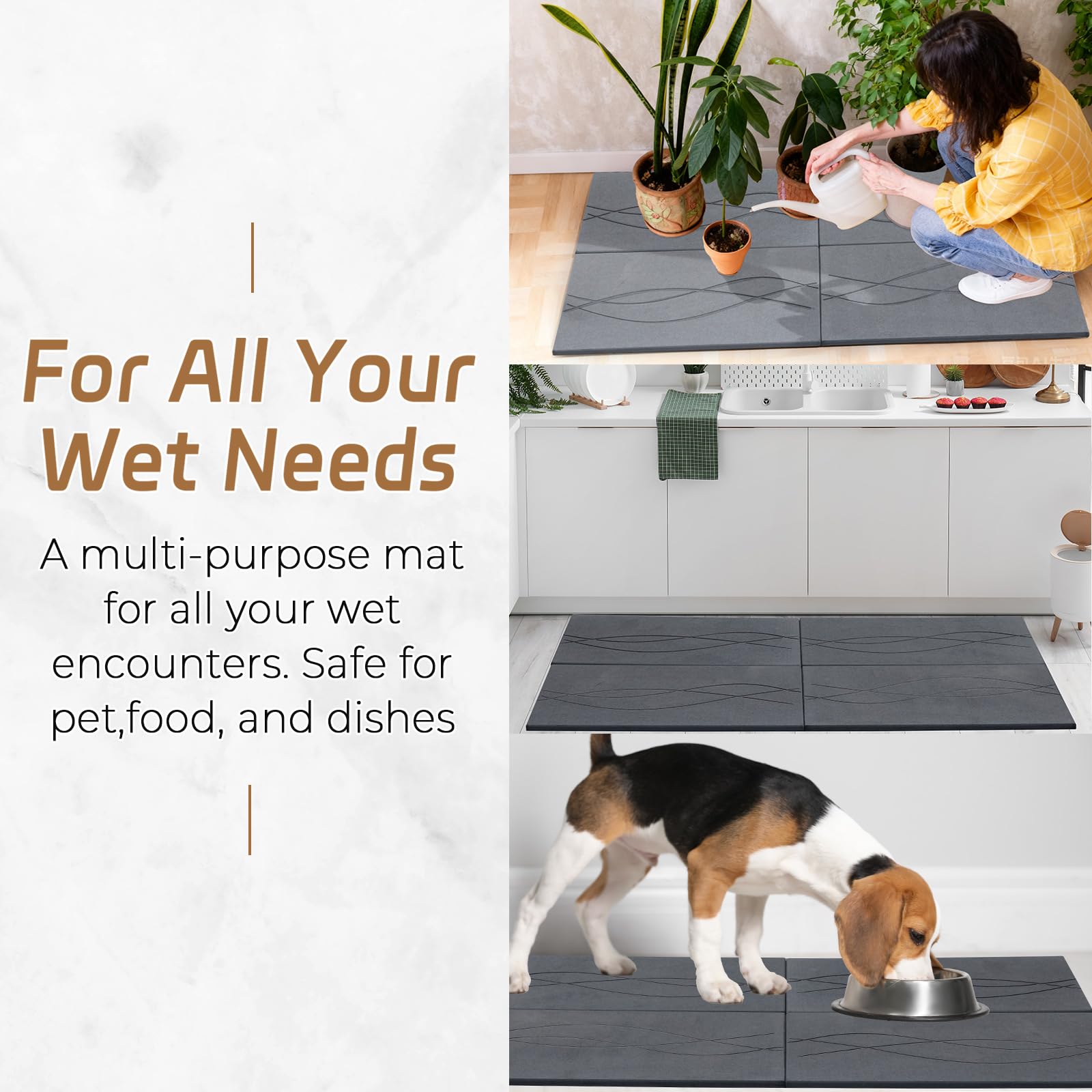 Multi-functional stone mat for bathroom and kitchen use
