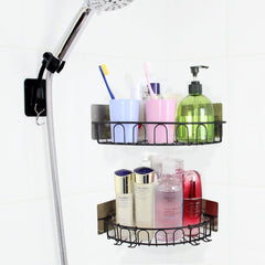 Two stainless steel corner shelves for bathroom