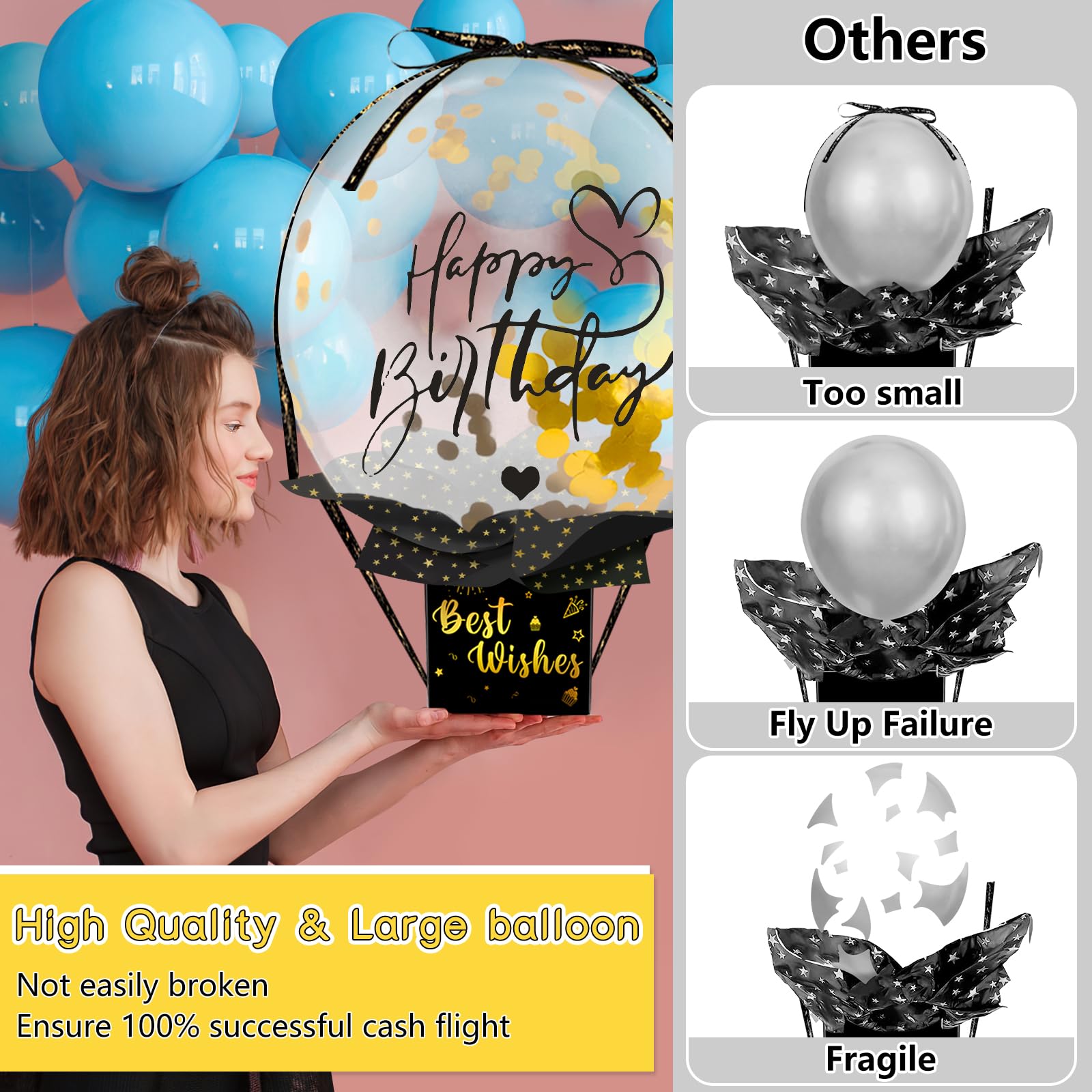 cash gift pull balloon box with balloons