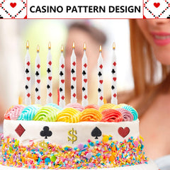 Casino theme party candles for cake decoration 12pcs