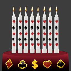 Casino themed birthday candles 12pcs set for cake decoration