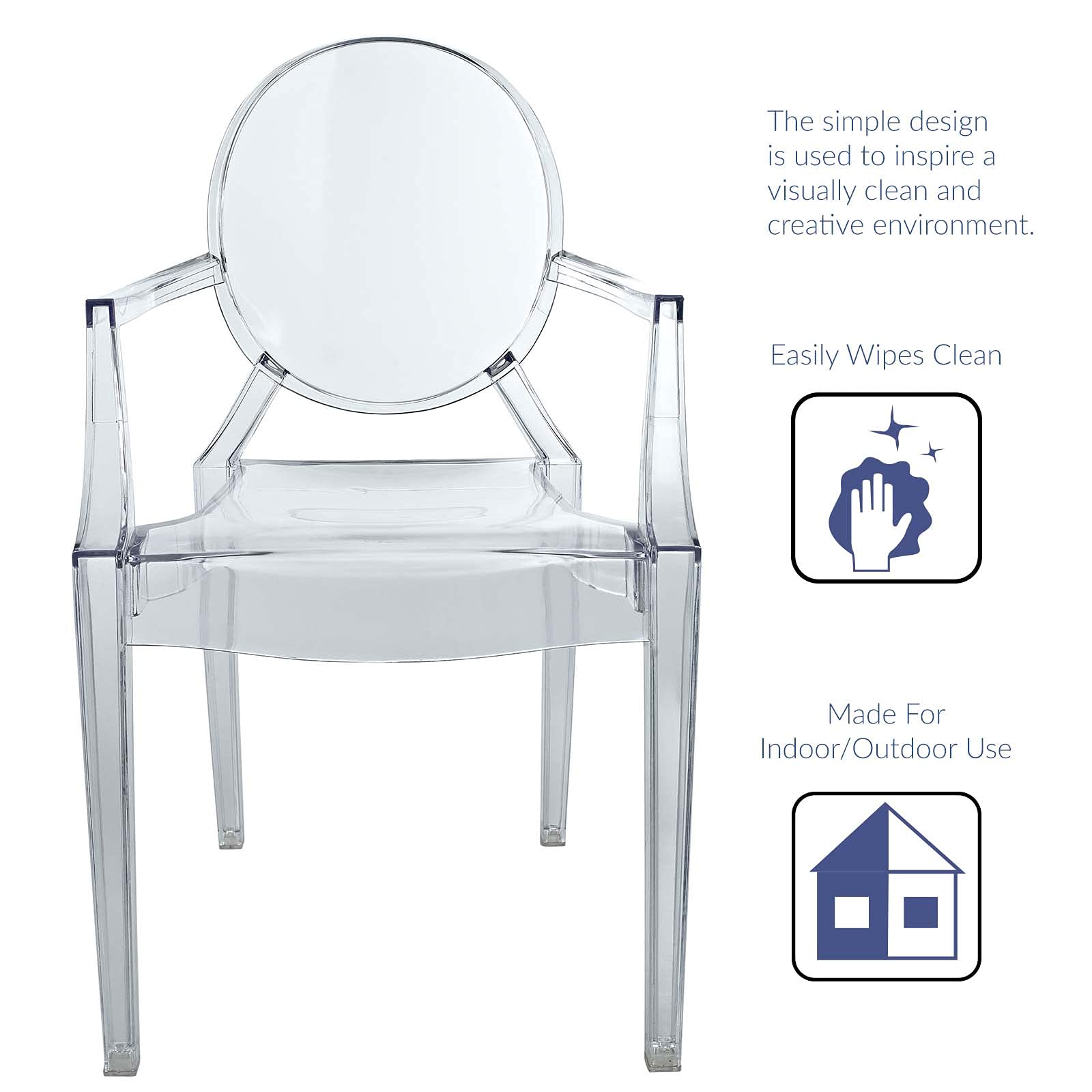 Casper arm chair with 26.5 inch armrest height