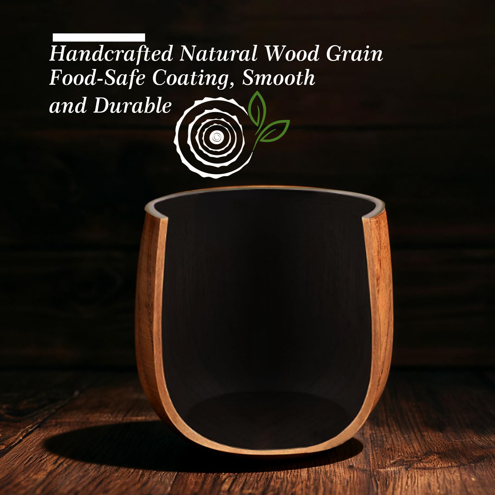 Casuenia natural wood finish on premium whiskey cup