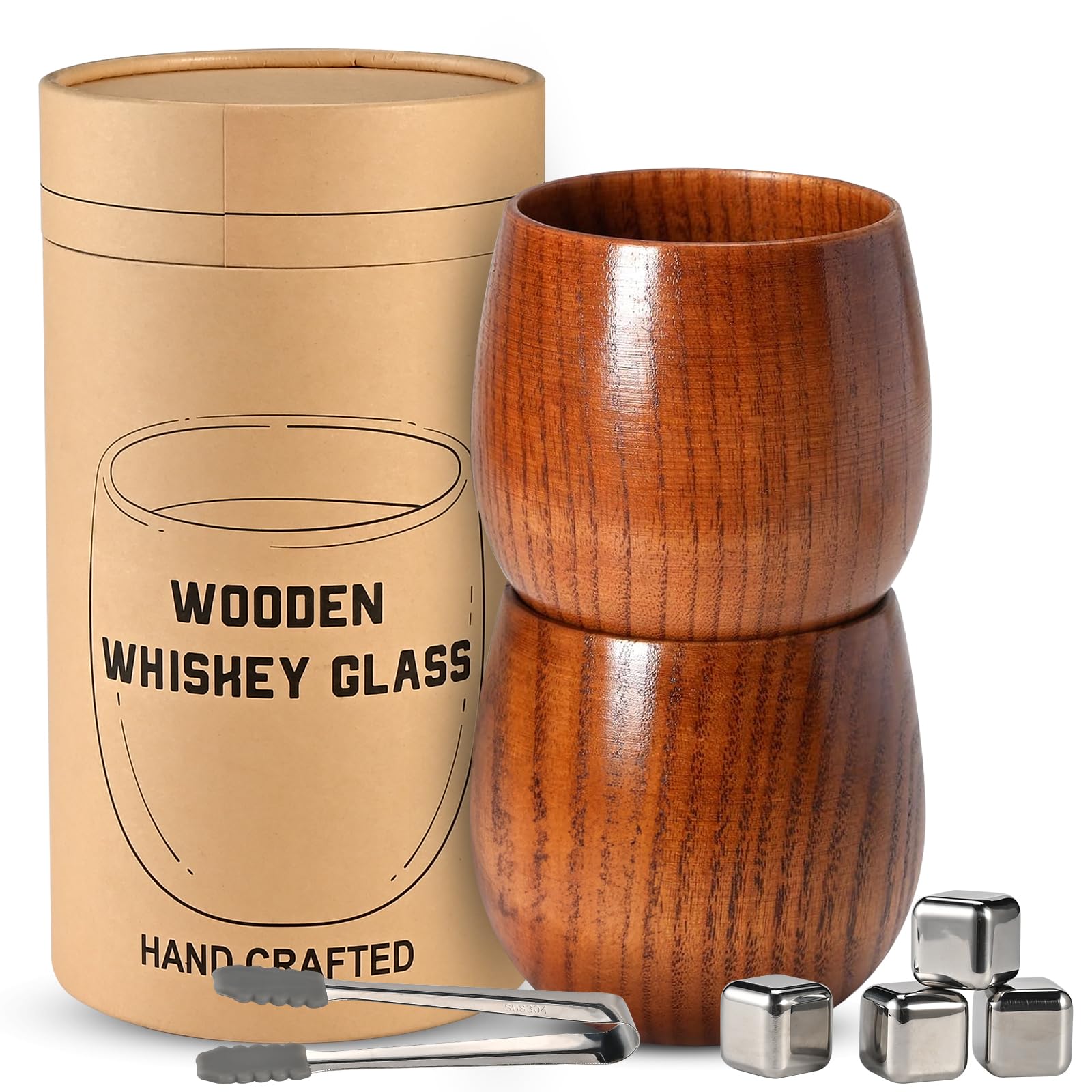 Casuenia wooden bourbon drinking glass close up showing wood grain