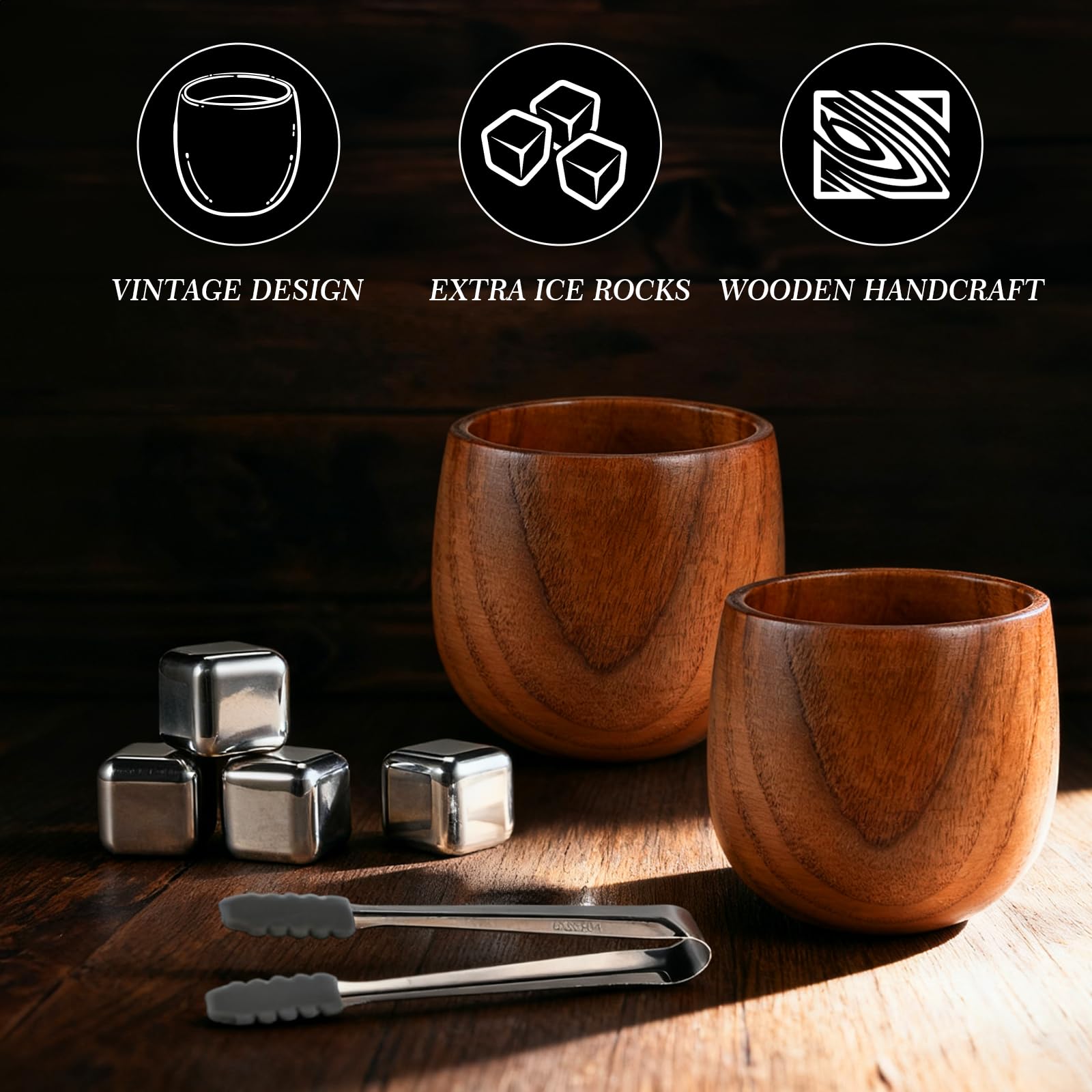 Casuenia wooden old fashioned glass side view