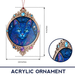 Miniature holiday cat ornament with timeless design