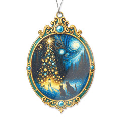Cat Christmas Ornament Black Cat Gifts Starry Night Decor