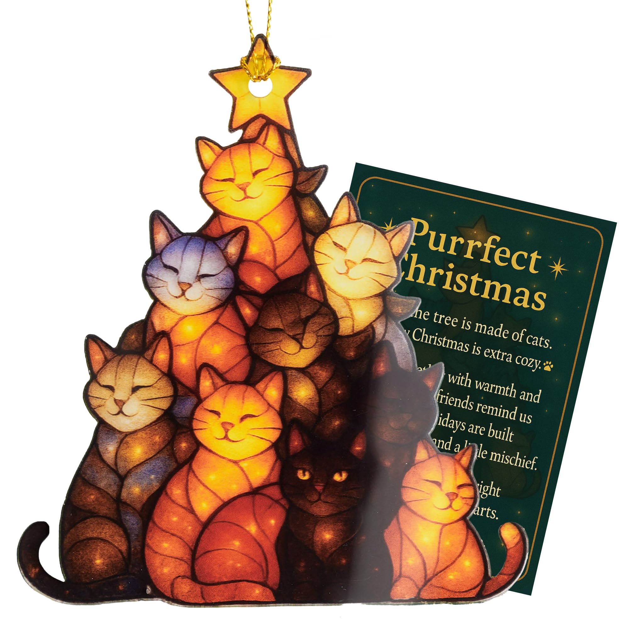 Cat Christmas Ornament 2025 tuxedo cat design for holiday tree
