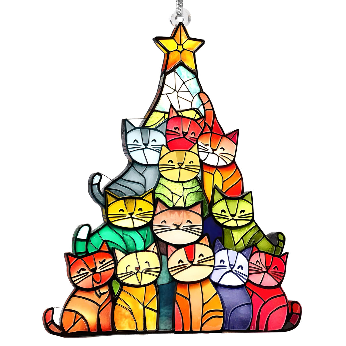cat christmas ornament 2025 acrylic rainbow for christmas tree