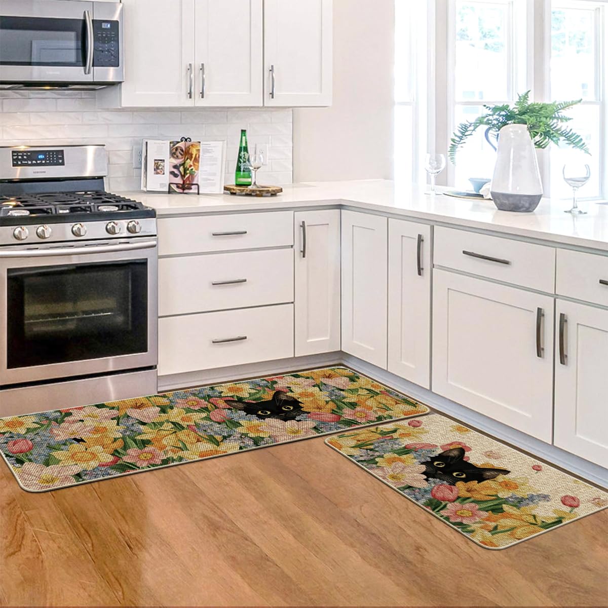 Durable stain resistant kitchen mats for floor protection