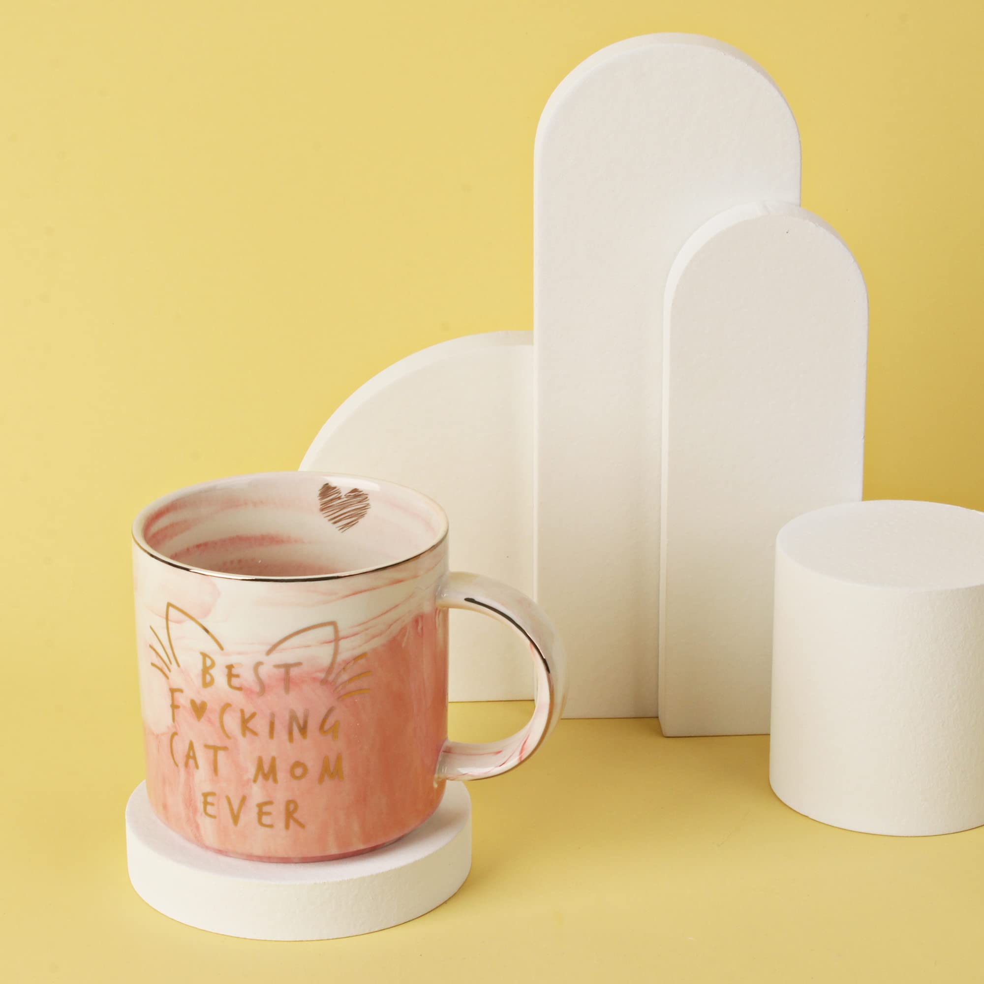 Kitten lover mug 11.5oz pink marble design