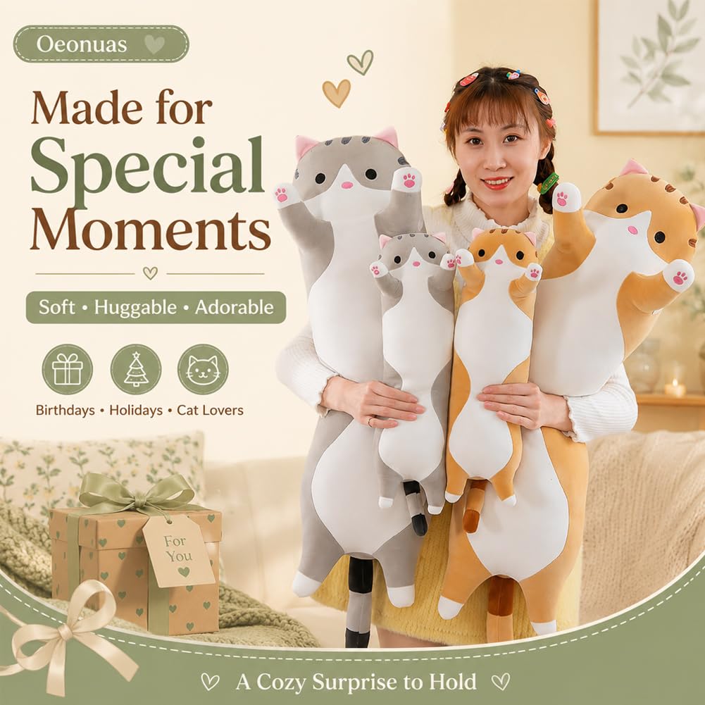 Cat plush gift gray 19 inches