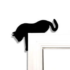 Cat Reach Door Topper in black for door corner display