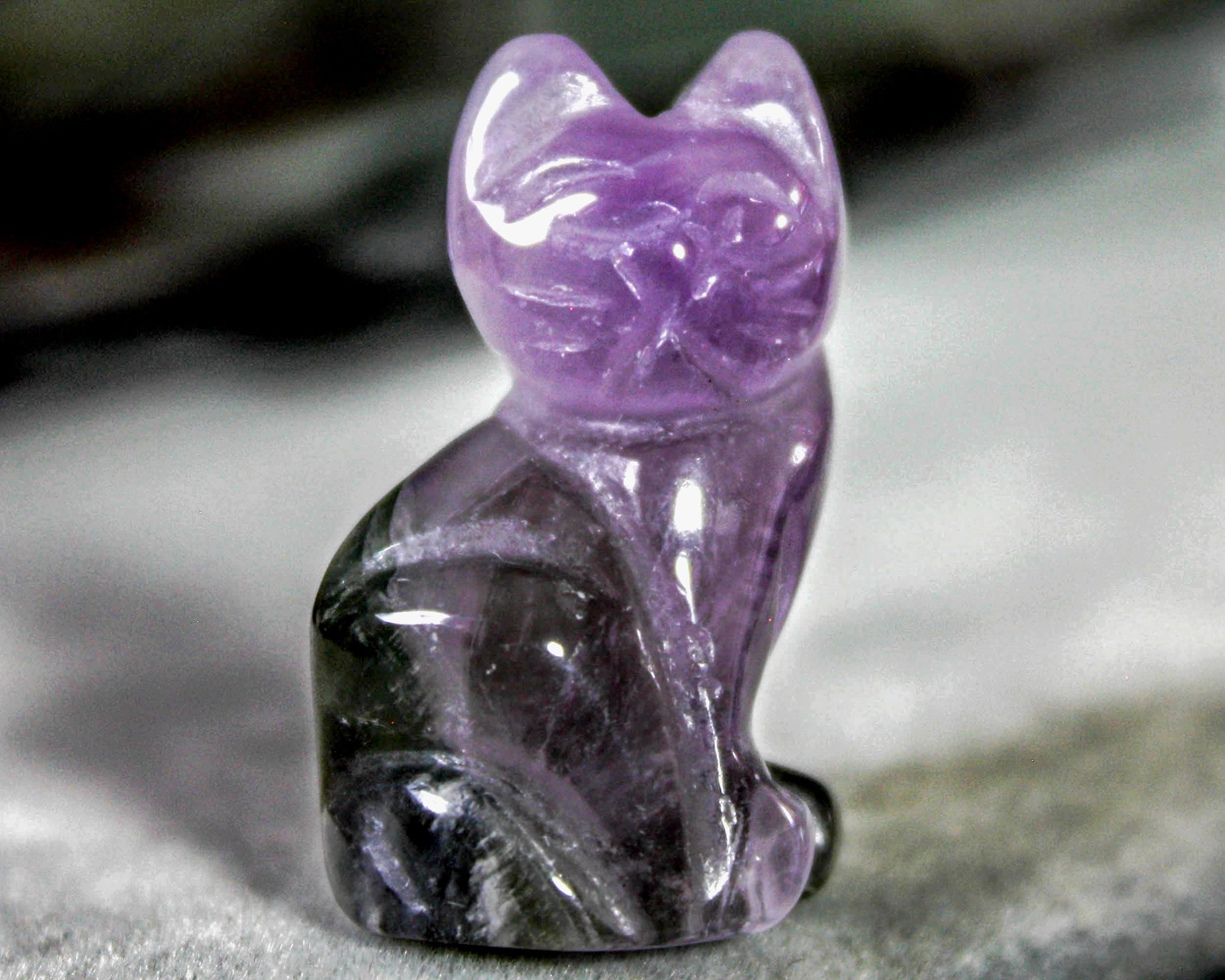 feline animal spirit figurine amethyst 9212