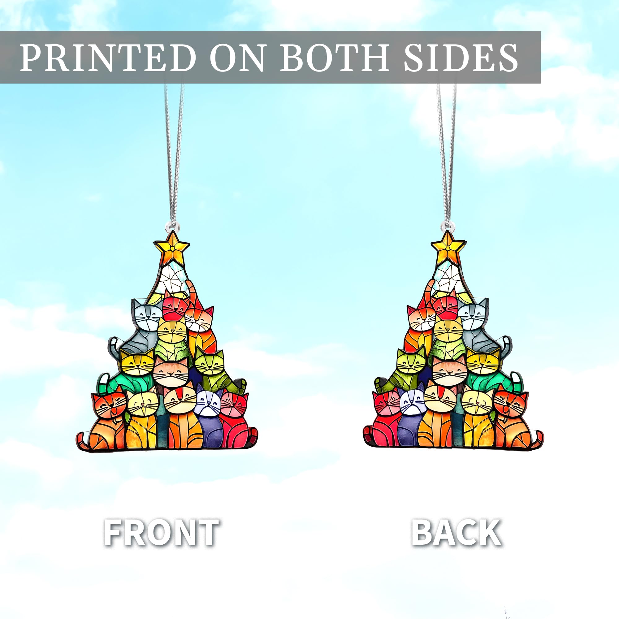 cat suncatcher christmas tree decoration rainbow