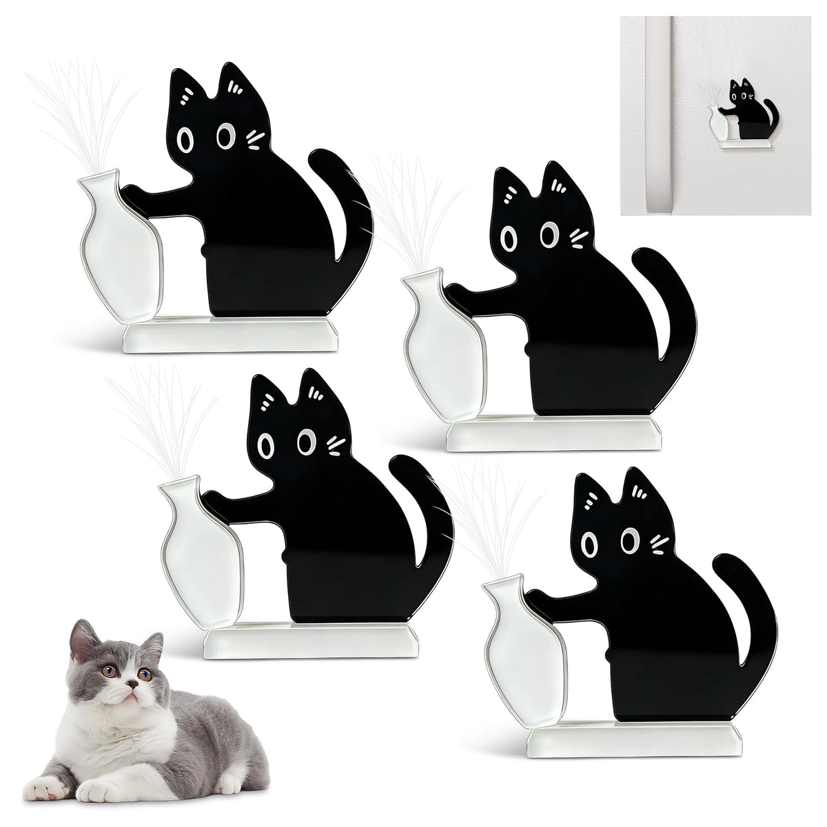 4PCS Cat Whisker Holder Fridge Magnet packaging image