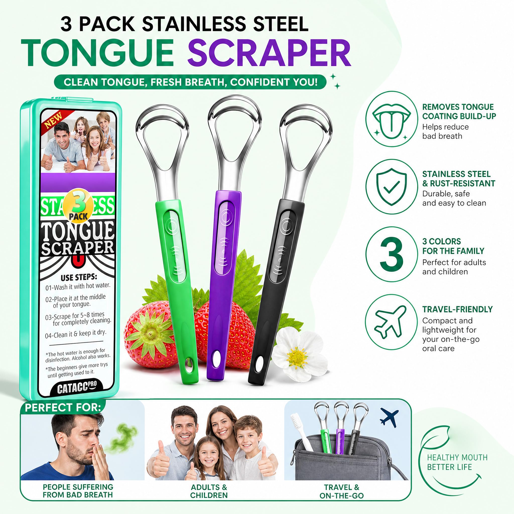 Two-layer tongue cleaner design with polished edges