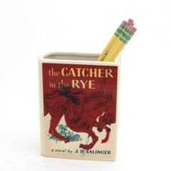 Catcher in the Rye book vase on desk
