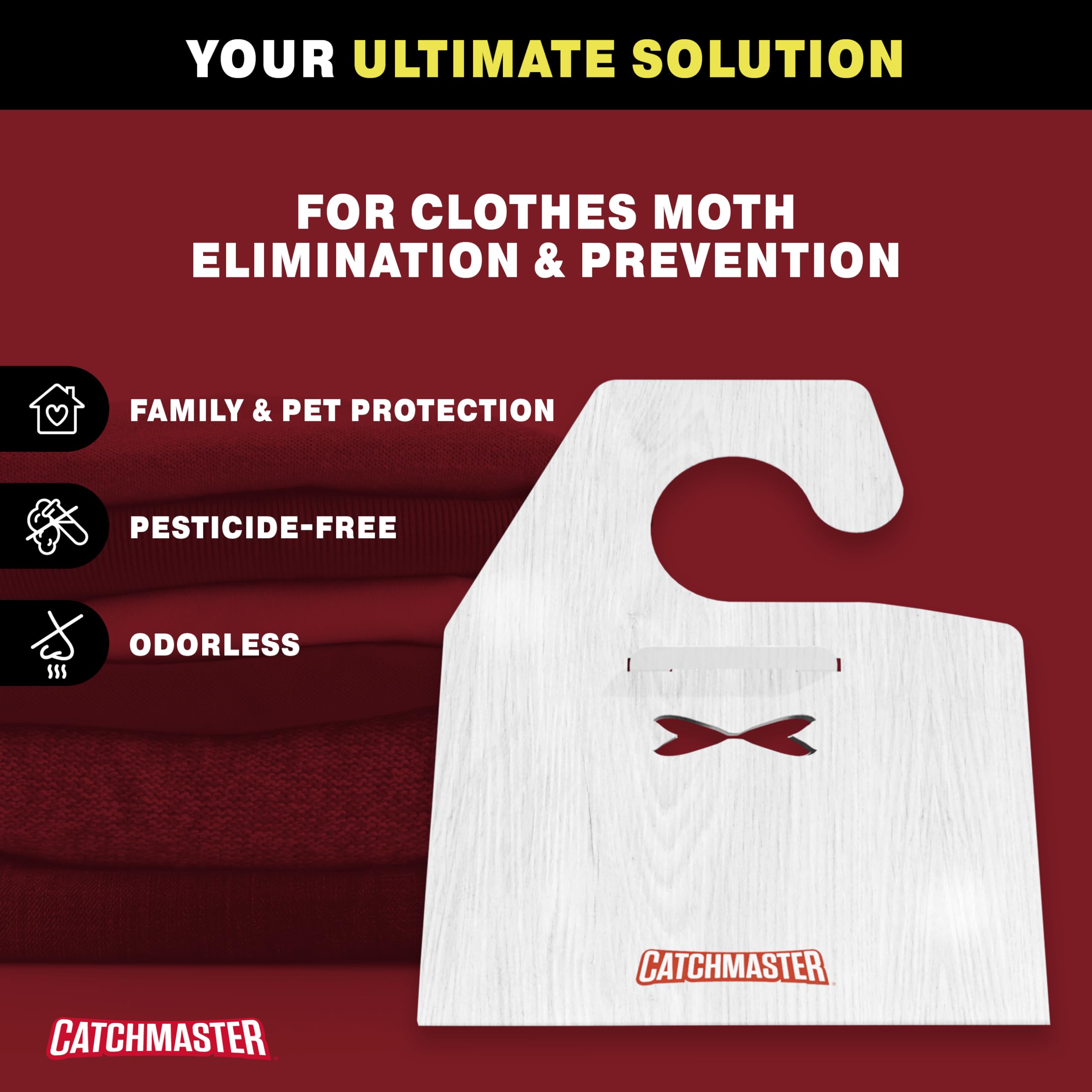 Bedroom closet protected by Catchmaster moth traps
