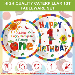 9 inch dinner plates from Caterpillar 1st Birthday tableware set
