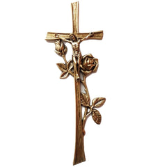 solid brass wall cross with varnish finish