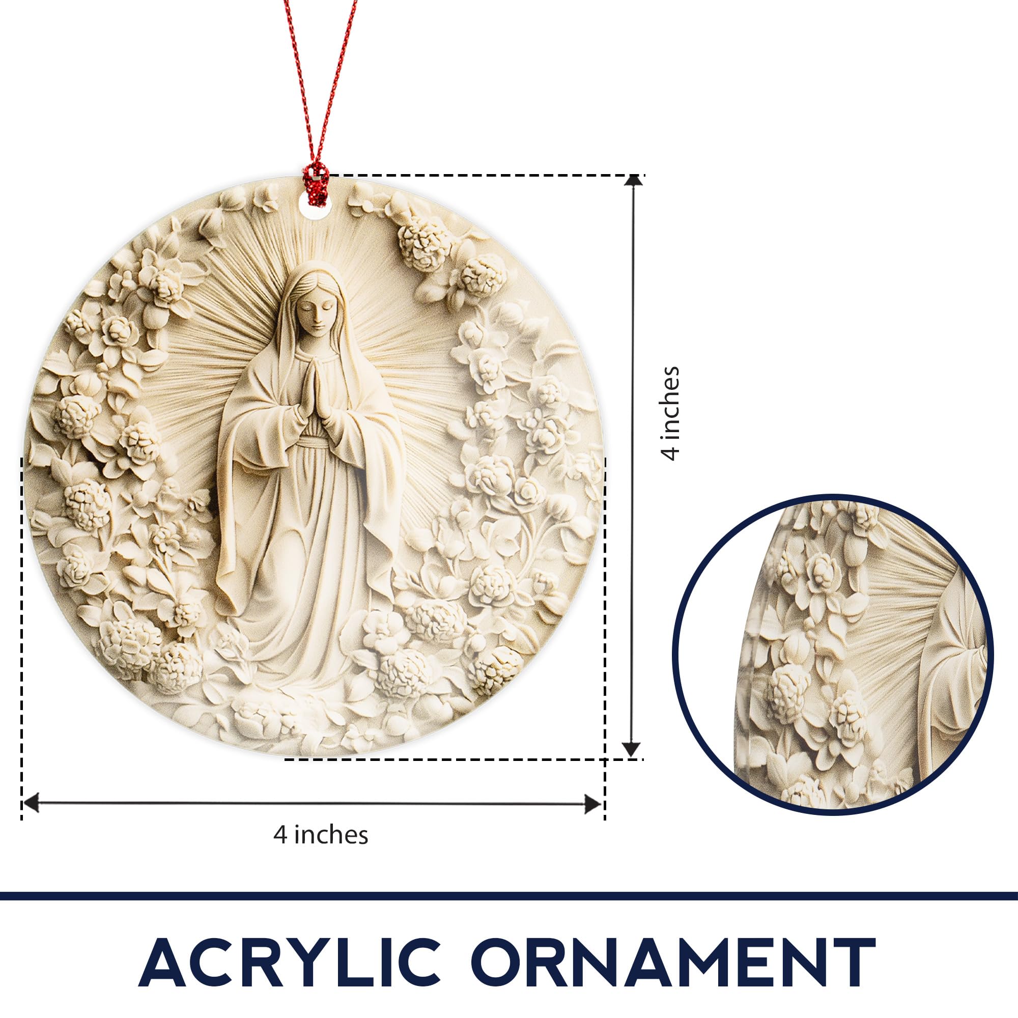 Catholic Christmas tree decoration Virgin Mary ornament displayed