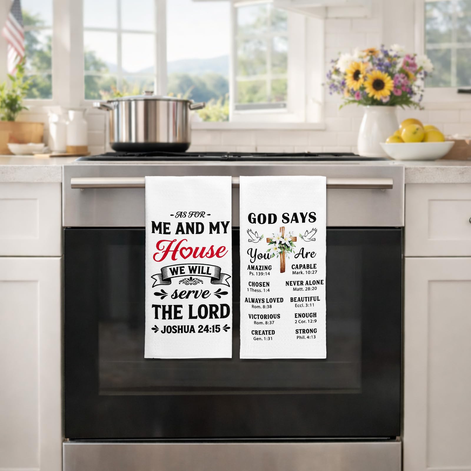 Catholic home decor towels kitchen display