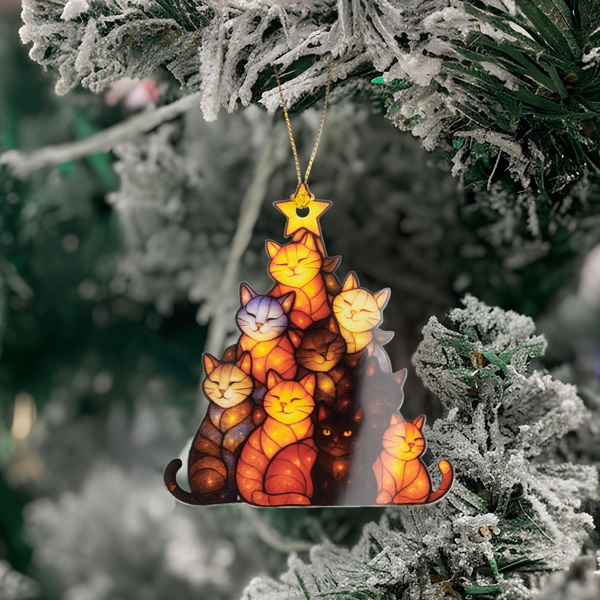 Cat Christmas Ornament 2025 packaged with story card ready to gift