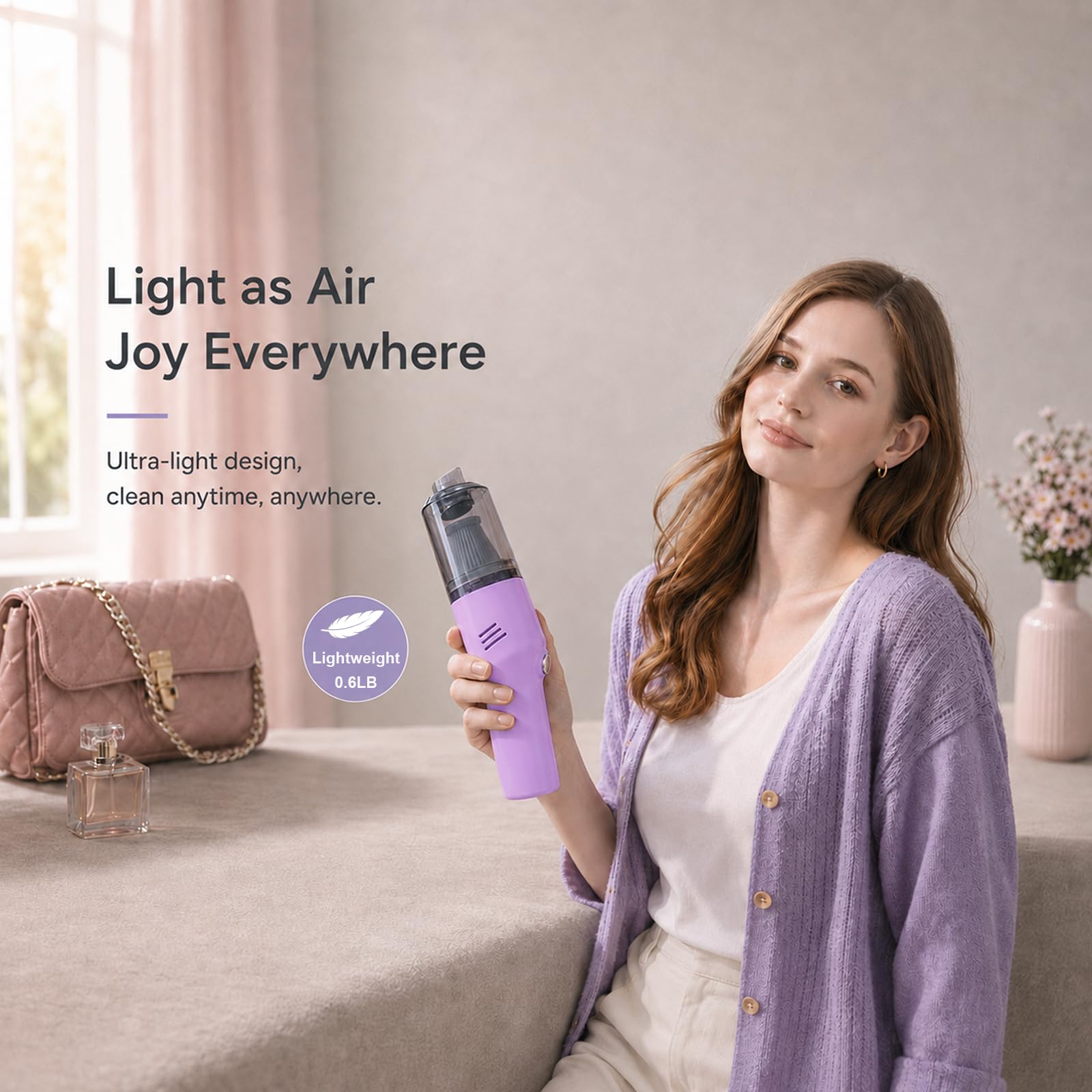 M06 handheld vacuum for desk and keyboard lavender