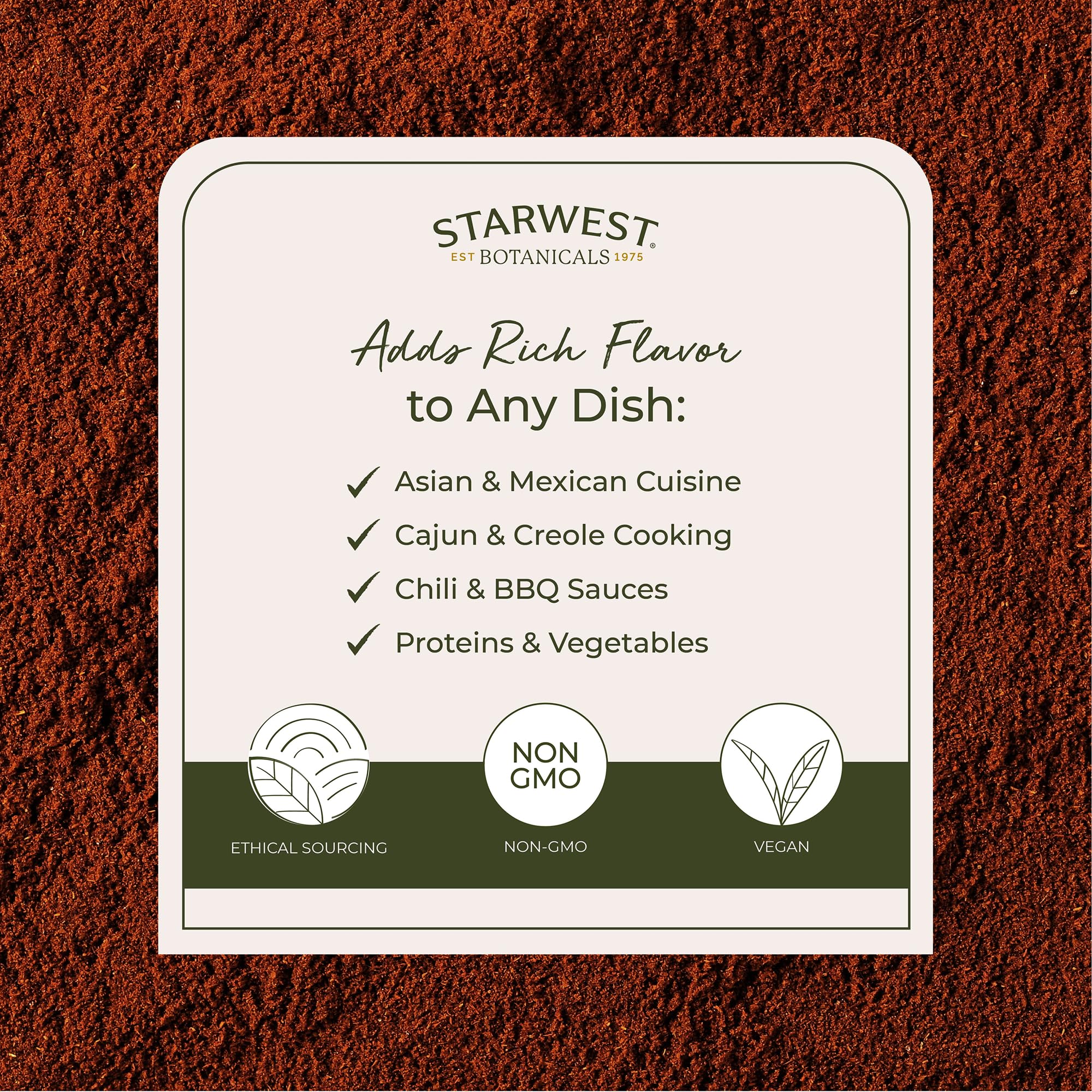 Cayenne Pepper Powder 35k HU Starwest Botanicals 1 lb bulk