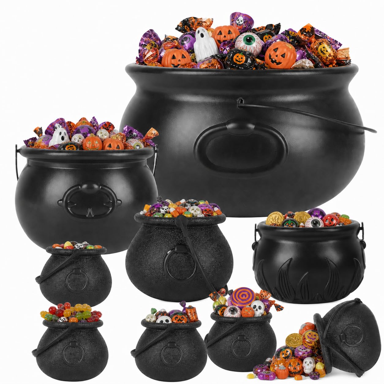 CCINEE 10pcs black plastic witch cauldron kettle set