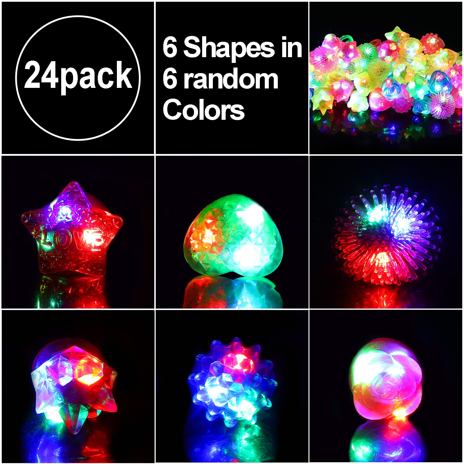 One size fits all adjustable rubber LED rings