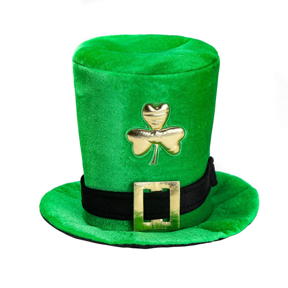 CCINEE velvet top hat green shamrock for Saint Patrick's Day