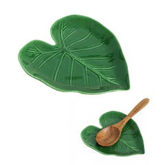 CDJZDGD ceramic leaf spoon rest for stove top green