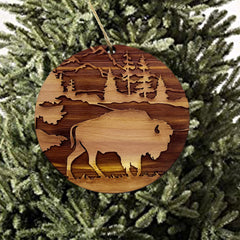 Cedar ornament laser engraved front side sanded
