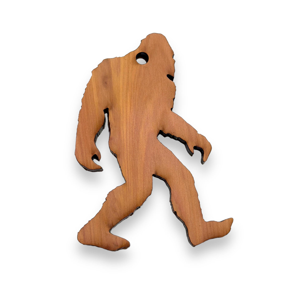 texas-made cedar ornament sasquatch bigfoot on display