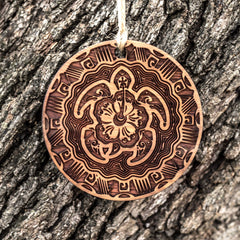 Laser cut Hawaiian Turtle cedar ornament 3x3in
