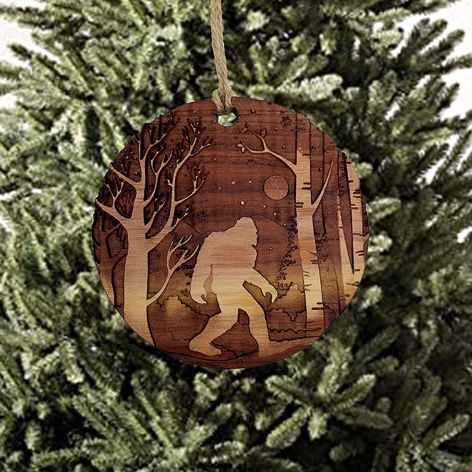 Pure cedar material Cedar Ornament Winter Sasquatch Bigfoot