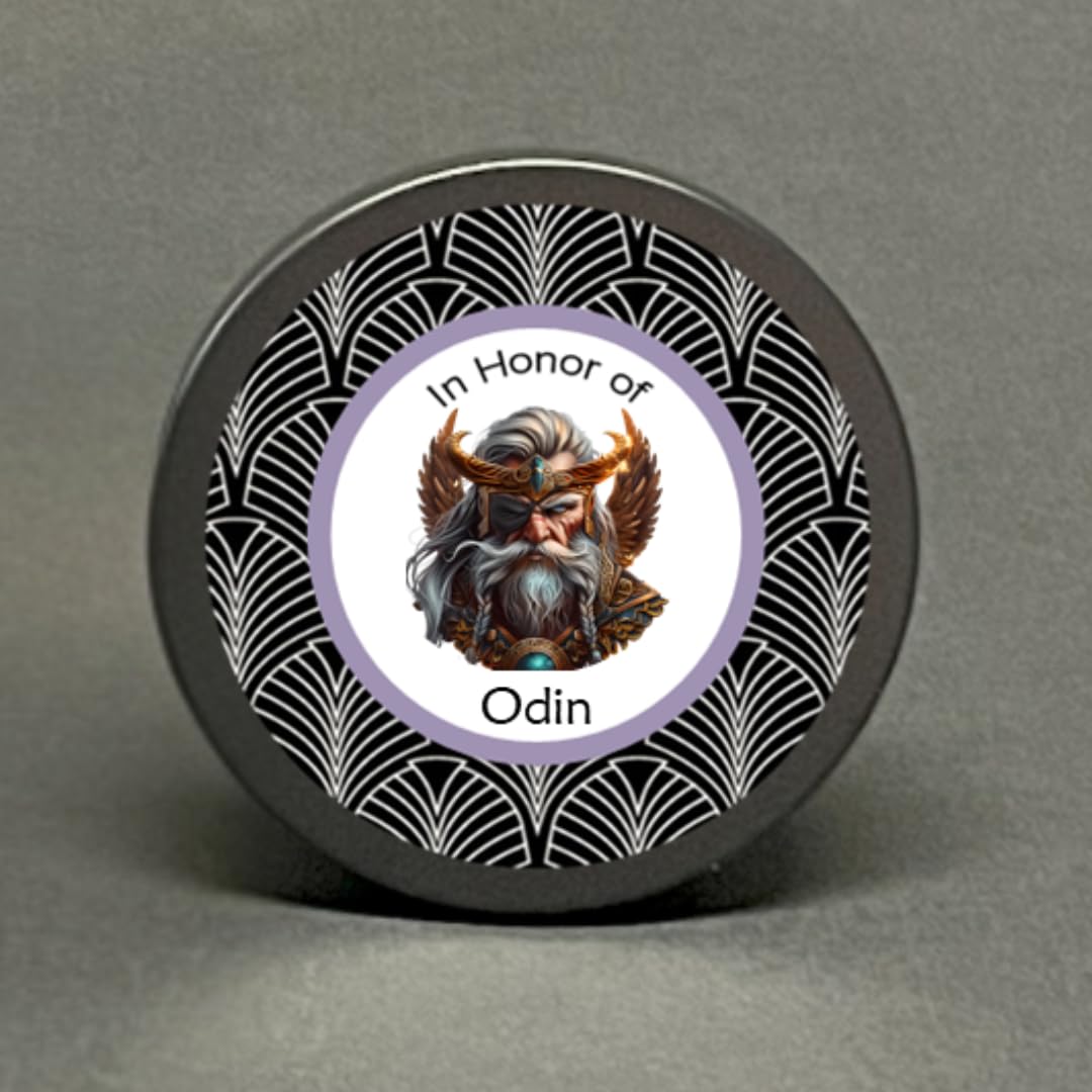 cedar scented Odin offering candle with dragon's blood tiger's eye amethyst rosemary feather